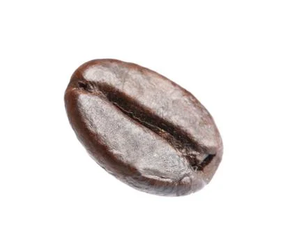 Single roasted coffee bean on white background Stock Photos