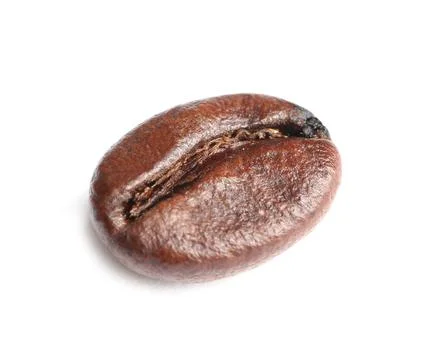 Single roasted coffee bean on white background Stock Photos