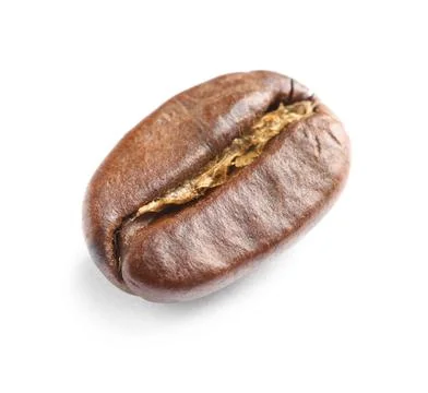 Single roasted coffee bean on white background Stock Photos