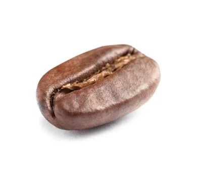 Single roasted coffee bean on white background Stock Photos