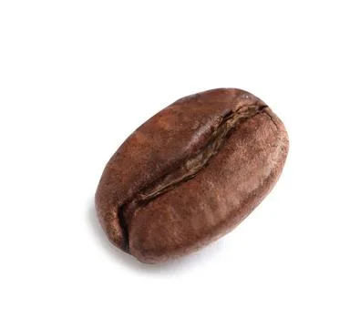 Single roasted coffee bean on white background 스톡 사진