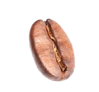 Single roasted coffee bean on white background Stock Photos