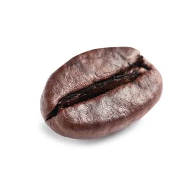 Single roasted coffee bean on white background Stock Photos