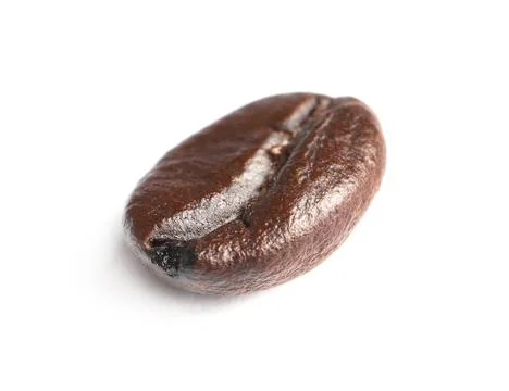Single roasted coffee bean on white background Stock Photos