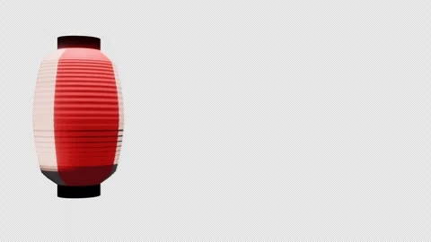 Single Rotating Japanese Red and White Lantern Loop Alpha 4K Vídeos de archivo 333463152