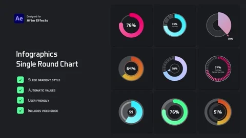 Single Round Chart After Effects stock