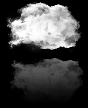 Single round cloud shape isolated over black background Illustrazione stock