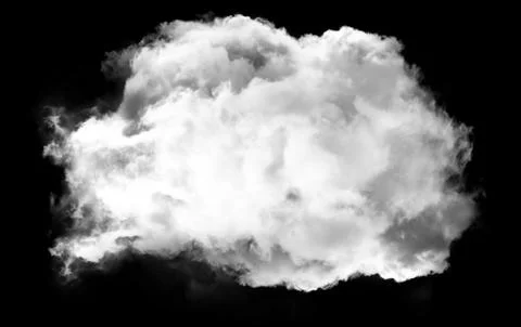 Single round cloud shape isolated over black background Stockillustratie