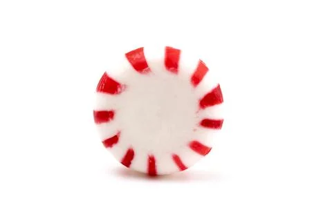 Single Round Peppermint on a White Background Stock Photos