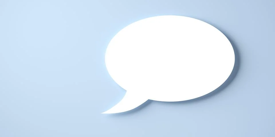 Single, round white empty speech bubble or balloon over blue background with  Stock Illustration