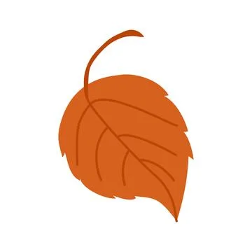 Single rounded orange autumn leaf vector illustration cozy fall season elemen Stock Illustration