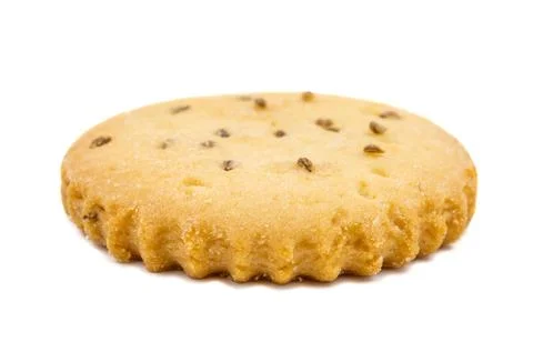 Single Salted Cumin Cookie or Jeera Cookie on White Background Stock Photos