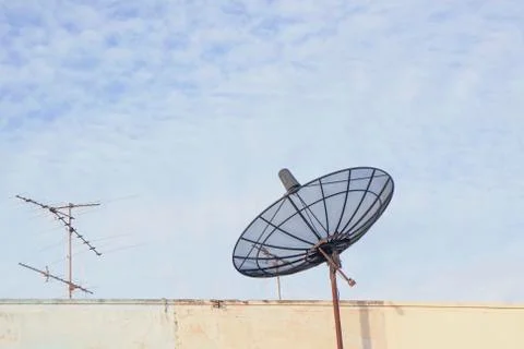 Single Satellite dish Stock Photos