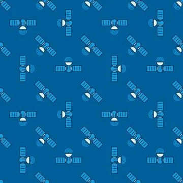 Single Satellite vector concept blue seamless pattern Stock Illustration
