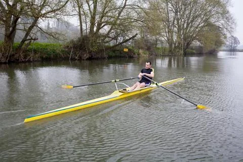 Single scull on avon river Stock Photos