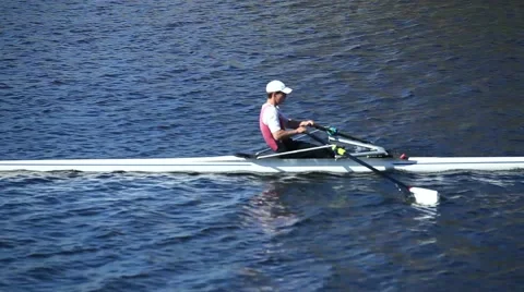 Single scull rowing Stock Footage 42380850