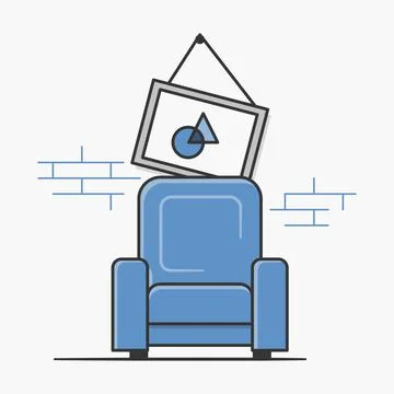 Single seat sofa in front of a wall Stock Illustration