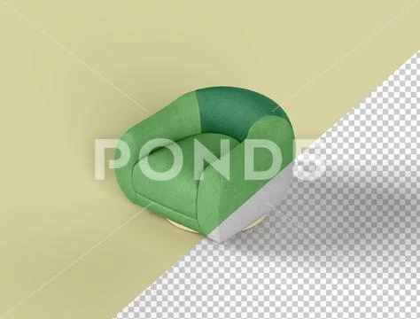 Single-seater sofa mockup, right view PSD Template