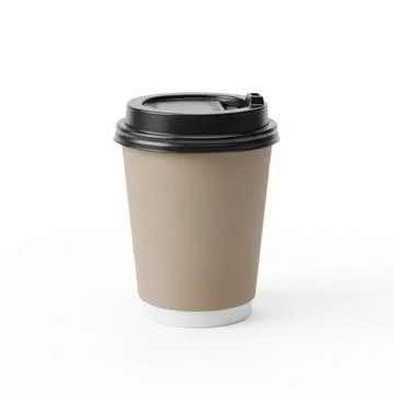 A single-serve disposable coffee cup with a black lid and a white base, sta.. Stock Illustration
