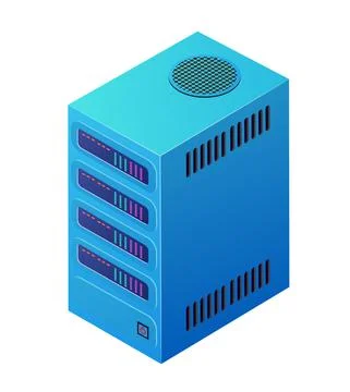 Single server network technology of connection data center Stock Illustration