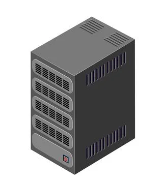 Single server network technology of connection data 3D illustration Illustrazione stock