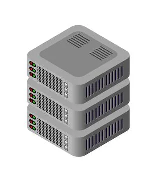 Single server network technology of connection data 3D illustration Stock Illustration