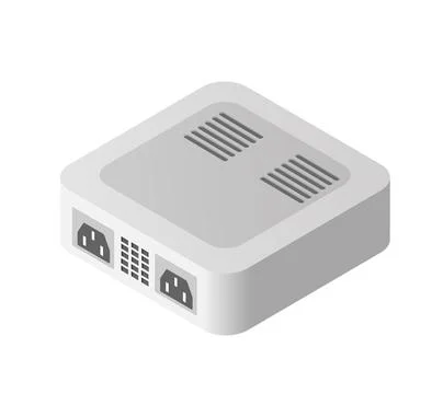 Single server network technology of connection data center 3D illustration Illustrazione stock