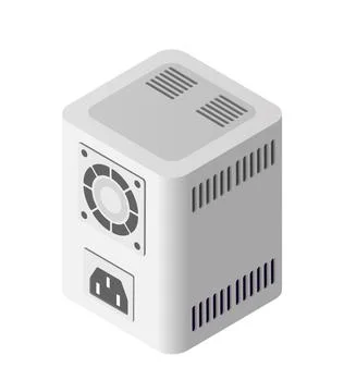 Single server network technology of connection data center 3D illustration Illustrazione stock