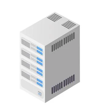 Single server network technology of connection data center 3D illustration Stock Illustration