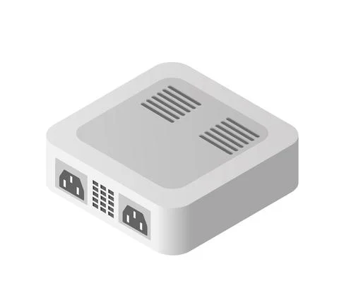 Single server Power Supply adapter technology of connection data Ilustração Stock