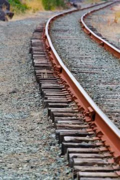 Single set of curved of train tracks Stock Photos