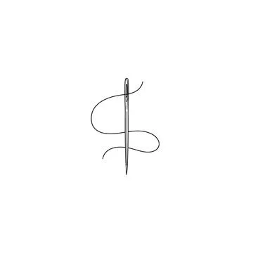 Single sewing needle with thread line icon illustration イラスト素材