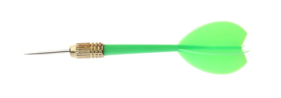 Single sharp green dart isolated on white Stock Photos