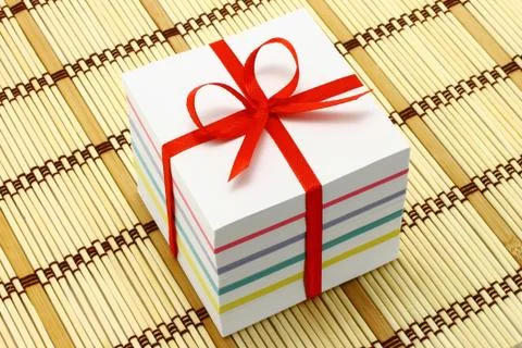 Single sheet stationery with red bow Stock Photos