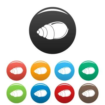 Single shell icons set color vector Stock Illustration