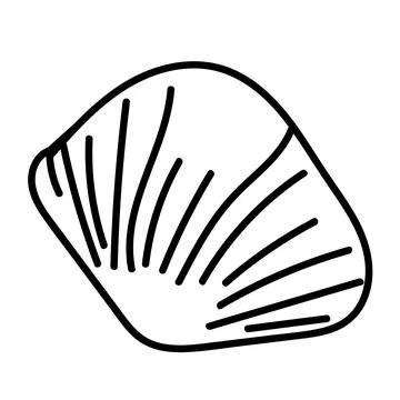 Single shell outline illustration, ideal for minimalist prints. Stock Illustration