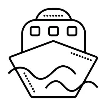 Single ship black line icon Stock Illustration