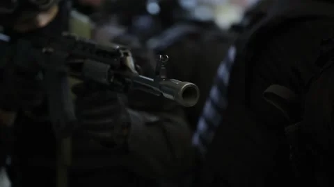 Single shots realistic. Muzzle flash AK74. Stock Footage 162895023