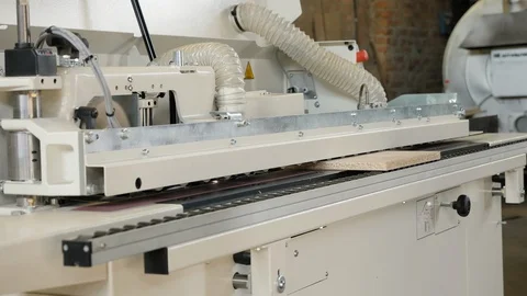 Single sided automatic edge bander on factory Stock Footage 106624621