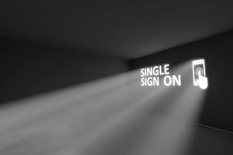 SINGLE SIGN ON rays volume light concept 3d illustration Stock Illustration
