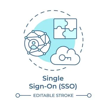 Single sign on soft blue concept icon Stock Illustration