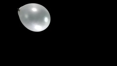 Single Silver Balloon Falling to the Left Side of the Screen, Creating an Stock Footage 304653775