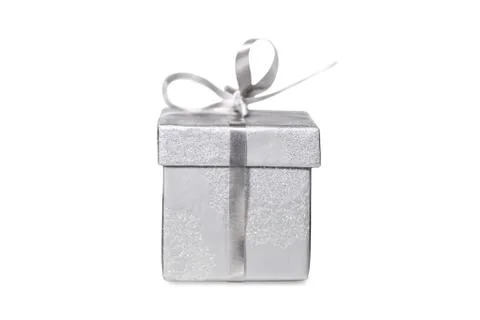 Single silver coloured gift 库存照片