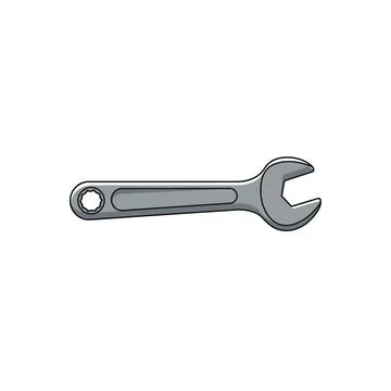 Single silver wrench tool icon on white background Stock Illustration