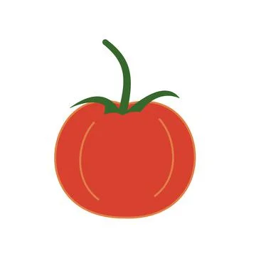 Single simple red tomato with green stalk, icon. 스톡 일러스트