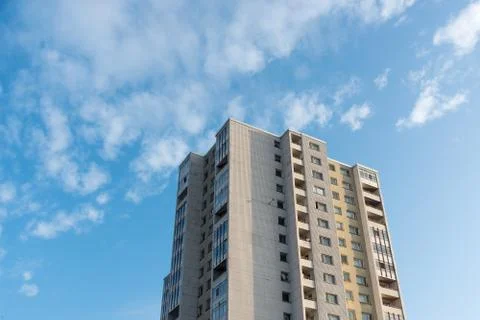 Single skyscraper in Berlin with blue sky Stock Photos
