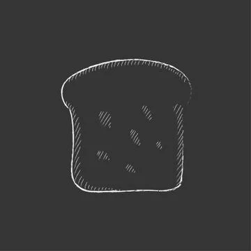 Single slice of bread. Drawn in chalk icon Stock Illustration