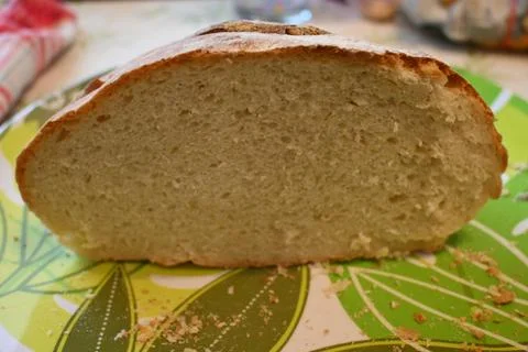 Single slice of bread on plate Stock Photos