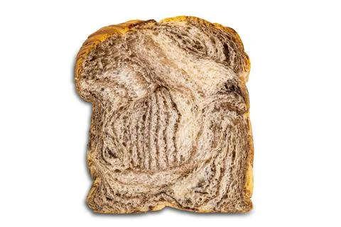 Single slice of bread on white background. Stock Photos