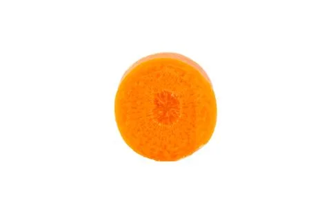 Single slice of carrot isolated on white background. Stock Photos